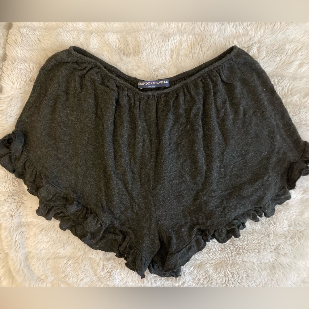 Never Worn BRANDY MELVILLE Black Ruffle Shorts, One Size